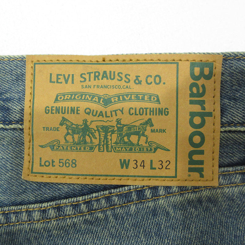 Barbour | バーブァー × LEVIS リーバイス Lot. 568 Loose Jeans ルーズジーンズ ロゴ刺繍ジップフライデニムパンツ デニムパンツ 003GN-0000 ブルー インディゴ サイズ：34【三重本店】