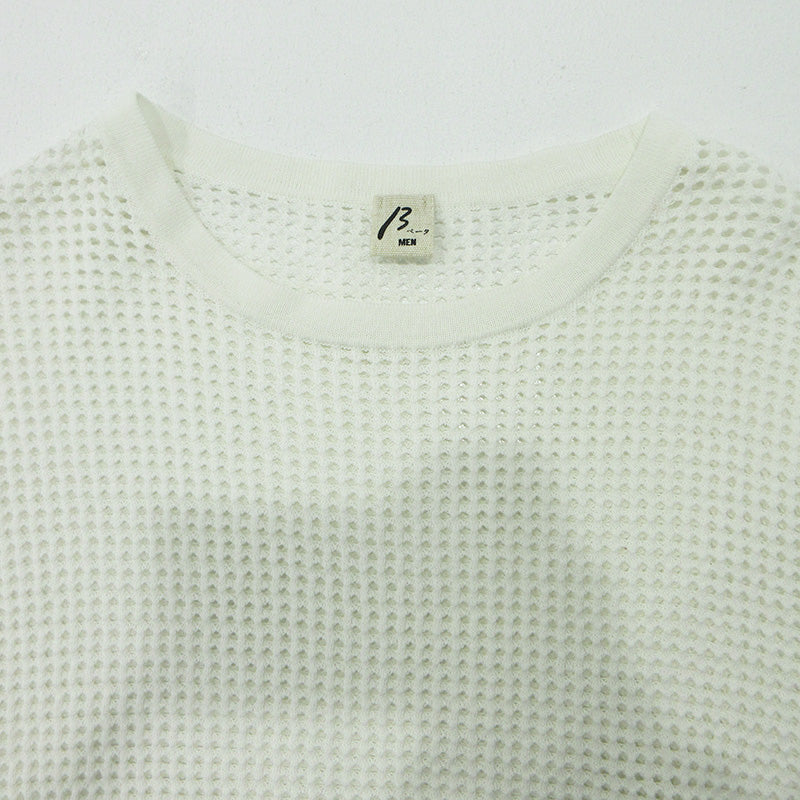 β | ベータ コットンメッシュ半袖ニット メッシュ半袖Tシャツ セーター ニット 27-53KK02 ホワイト サイズ：L【三重本店】