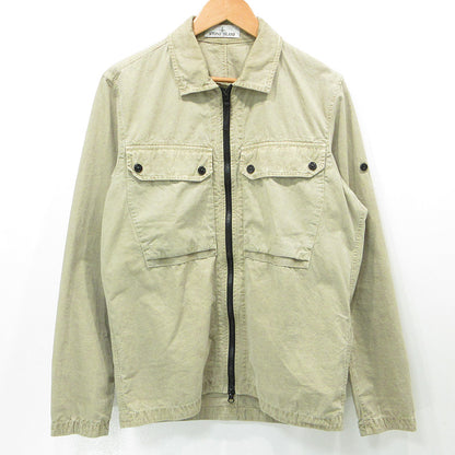 STONE ISLAND | ストーンアイランド ORGANIC COTTON OVERSHIRT JACKET オーガニックコットンオーバーシャツジャケット ジップ長袖シャツ 長袖シャツ 7915102WN ベージュ カーキ サイズ：M【三重本店】