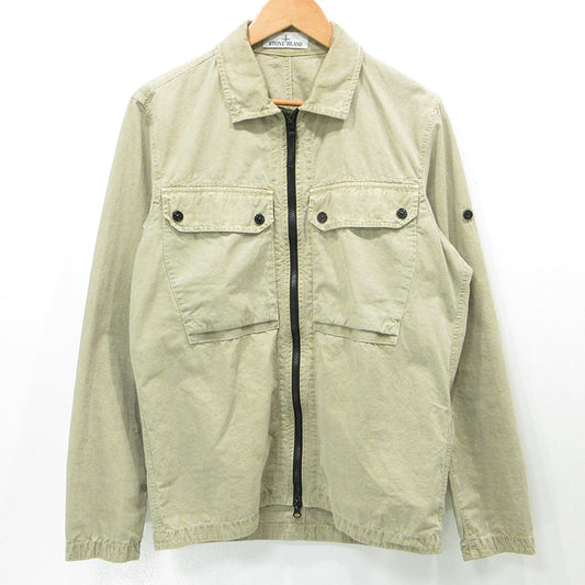 STONE ISLAND | ストーンアイランド ORGANIC COTTON OVERSHIRT JACKET オーガニックコットンオーバーシャツジャケット ジップ長袖シャツ 長袖シャツ 7915102WN ベージュ カーキ サイズ：M【三重本店】