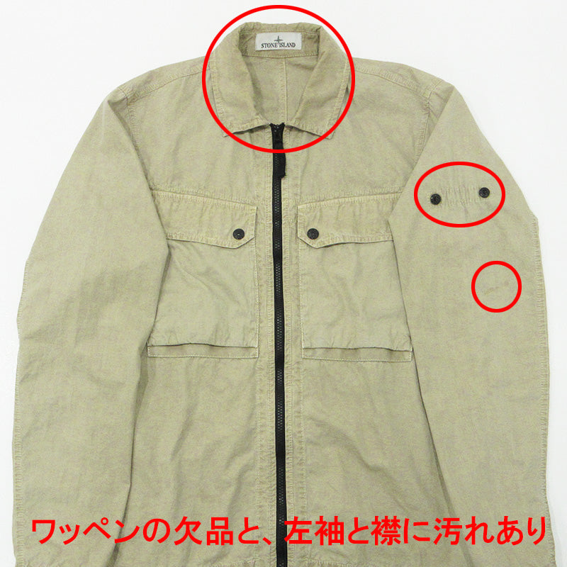 STONE ISLAND | ストーンアイランド ORGANIC COTTON OVERSHIRT JACKET オーガニックコットンオーバーシャツジャケット ジップ長袖シャツ 長袖シャツ 7915102WN ベージュ カーキ サイズ：M【三重本店】