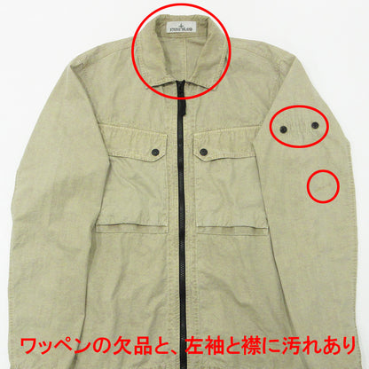 STONE ISLAND | ストーンアイランド ORGANIC COTTON OVERSHIRT JACKET オーガニックコットンオーバーシャツジャケット ジップ長袖シャツ 長袖シャツ 7915102WN ベージュ カーキ サイズ：M【三重本店】