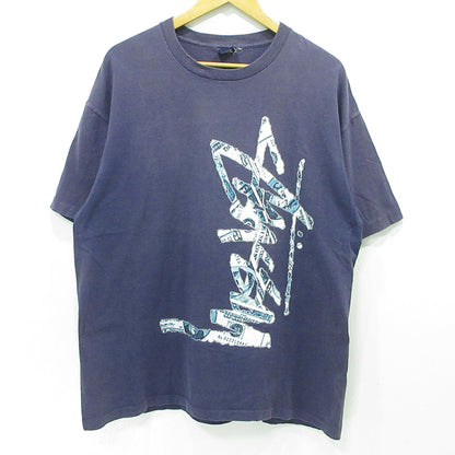 STUSSY | ステューシー ロゴプリント半袖Tシャツ 紺タグ 90’s 米国製 半袖Ｔシャツ ネイビー サイズ：XL【三重本店】