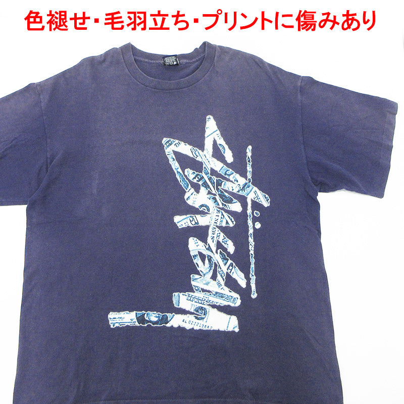 STUSSY | ステューシー ロゴプリント半袖Tシャツ 紺タグ 90’s 米国製 半袖Ｔシャツ ネイビー サイズ：XL【三重本店】