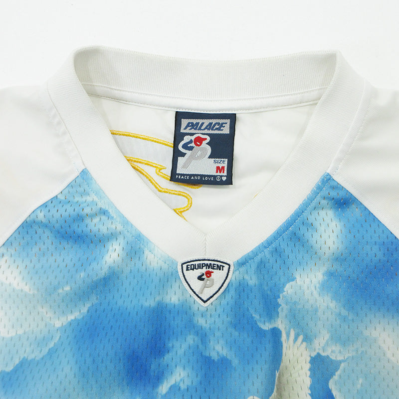PALACE SKATEBOARDS | パレススケートボード 1 TRUTH JERSEY 1トゥルースジャージ ロゴ刺繍ゲームシャツ プリントメッシュ半袖Tシャツ 半袖シャツ ホワイト×ブルー サイズ：M【三重本店】