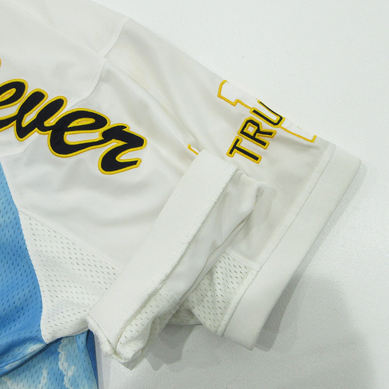 PALACE SKATEBOARDS | パレススケートボード 1 TRUTH JERSEY 1トゥルースジャージ ロゴ刺繍ゲームシャツ プリントメッシュ半袖Tシャツ 半袖シャツ ホワイト×ブルー サイズ：M【三重本店】