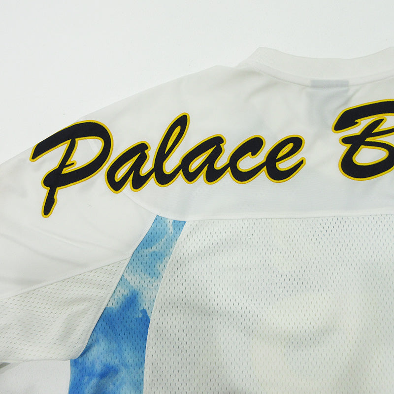 PALACE SKATEBOARDS | パレススケートボード 1 TRUTH JERSEY 1トゥルースジャージ ロゴ刺繍ゲームシャツ プリントメッシュ半袖Tシャツ 半袖シャツ ホワイト×ブルー サイズ：M【三重本店】
