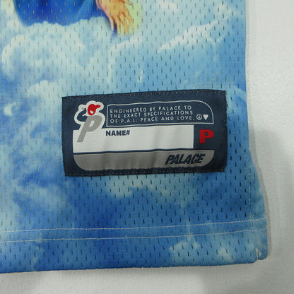 PALACE SKATEBOARDS | パレススケートボード 1 TRUTH JERSEY 1トゥルースジャージ ロゴ刺繍ゲームシャツ プリントメッシュ半袖Tシャツ 半袖シャツ ホワイト×ブルー サイズ：M【三重本店】