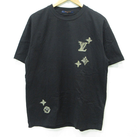 LOUIS VUITTON | ルイ・ヴィトン エンブロイダリーシグネチャー半袖Tシャツ ロゴ刺繍 刺し子刺繍 半袖Ｔシャツ 1AK7G7 ブラック サイズ：L【三重本店】