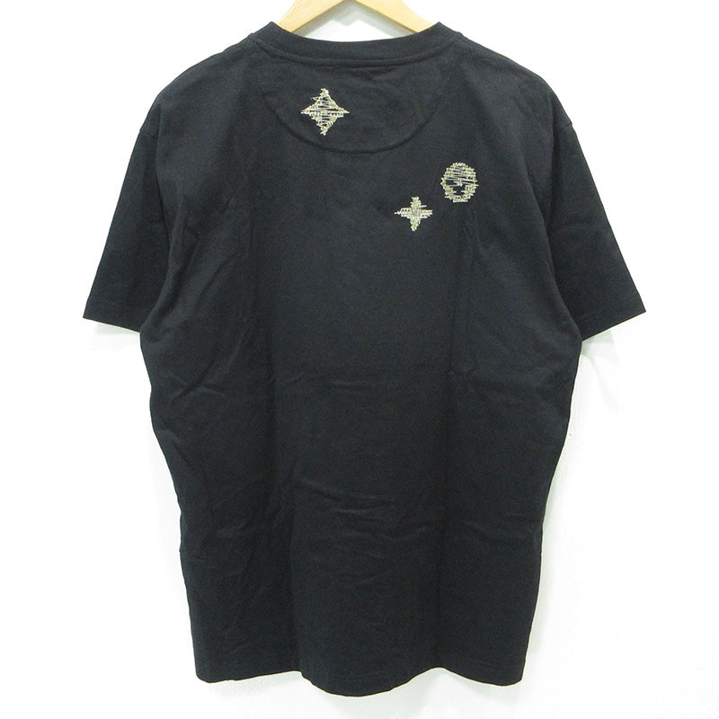 LOUIS VUITTON | ルイ・ヴィトン エンブロイダリーシグネチャー半袖Tシャツ ロゴ刺繍 刺し子刺繍 半袖Ｔシャツ 1AK7G7 ブラック サイズ：L【三重本店】