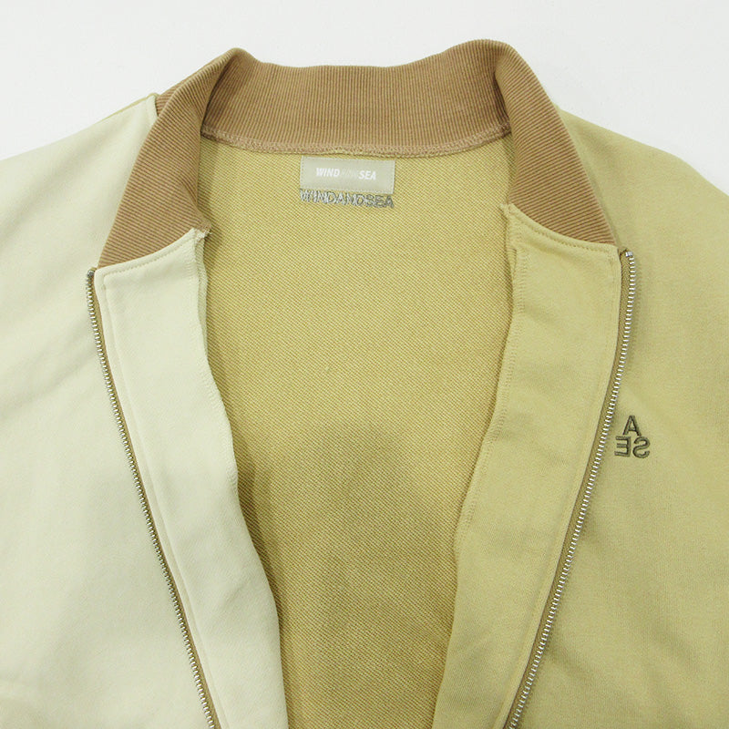 WIND AND SEA | ウィンダンシーウインダンシー Switch Sweat Blouson スイッチスウェットブルゾン ロゴ刺繍切替えスウェットジャケット その他アウター WDS-10TH-CS-01 ベージュ アイボリー イエロー系 サイズ：XL【三重本店】