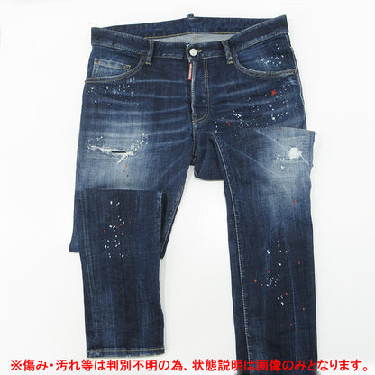 DSQUARED2 | ディースクエアード SKATER JEAN スケータージーンズ 25AW USED加工ボタンフライデニムパンツ ダメージ・ペイント加工 デニムパンツ S74LB1734 ブルー サイズ：50【三重本店】