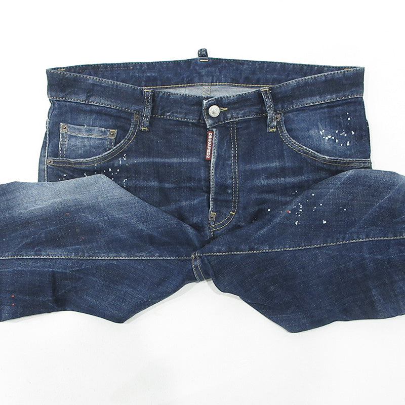 DSQUARED2 | ディースクエアード SKATER JEAN スケータージーンズ 25AW USED加工ボタンフライデニムパンツ ダメージ・ペイント加工 デニムパンツ S74LB1734 ブルー サイズ：50【三重本店】