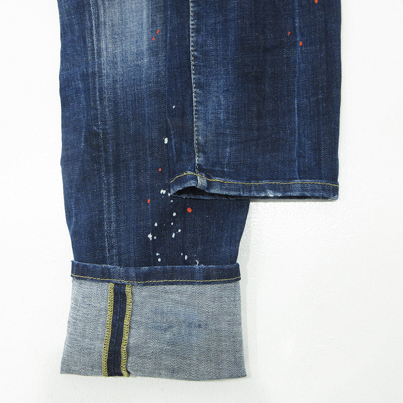 DSQUARED2 | ディースクエアード SKATER JEAN スケータージーンズ 25AW USED加工ボタンフライデニムパンツ ダメージ・ペイント加工 デニムパンツ S74LB1734 ブルー サイズ：50【三重本店】