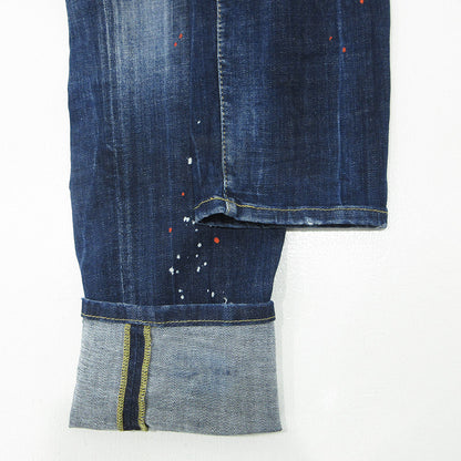 DSQUARED2 | ディースクエアード SKATER JEAN スケータージーンズ 25AW USED加工ボタンフライデニムパンツ ダメージ・ペイント加工 デニムパンツ S74LB1734 ブルー サイズ：50【三重本店】