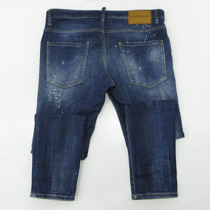 DSQUARED2 | ディースクエアード SKATER JEAN スケータージーンズ 25AW USED加工ボタンフライデニムパンツ ダメージ・ペイント加工 デニムパンツ S74LB1734 ブルー サイズ：50【三重本店】