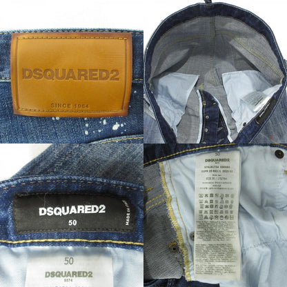DSQUARED2 | ディースクエアード SKATER JEAN スケータージーンズ 25AW USED加工ボタンフライデニムパンツ ダメージ・ペイント加工 デニムパンツ S74LB1734 ブルー サイズ：50【三重本店】