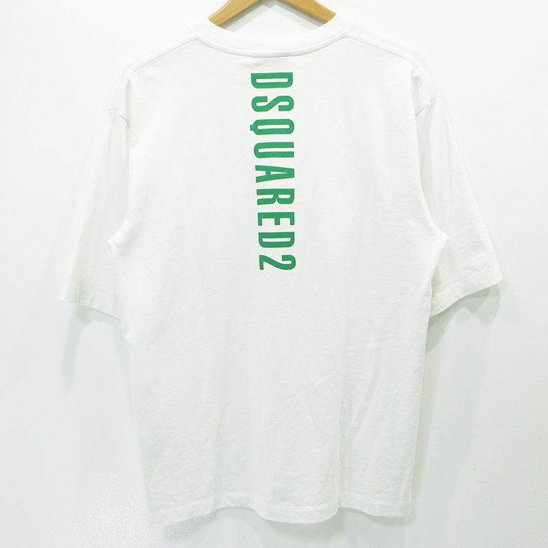 DSQUARED2 | ディースクエアード バーチカルロゴTシャツ 26年 胸ポケット付きバックロゴプリント半袖Tシャツ 半袖Ｔシャツ S74GD1559 ホワイト サイズ：M【三重本店】