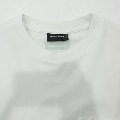 DSQUARED2 | ディースクエアード バーチカルロゴTシャツ 26年 胸ポケット付きバックロゴプリント半袖Tシャツ 半袖Ｔシャツ S74GD1559 ホワイト サイズ：M【三重本店】