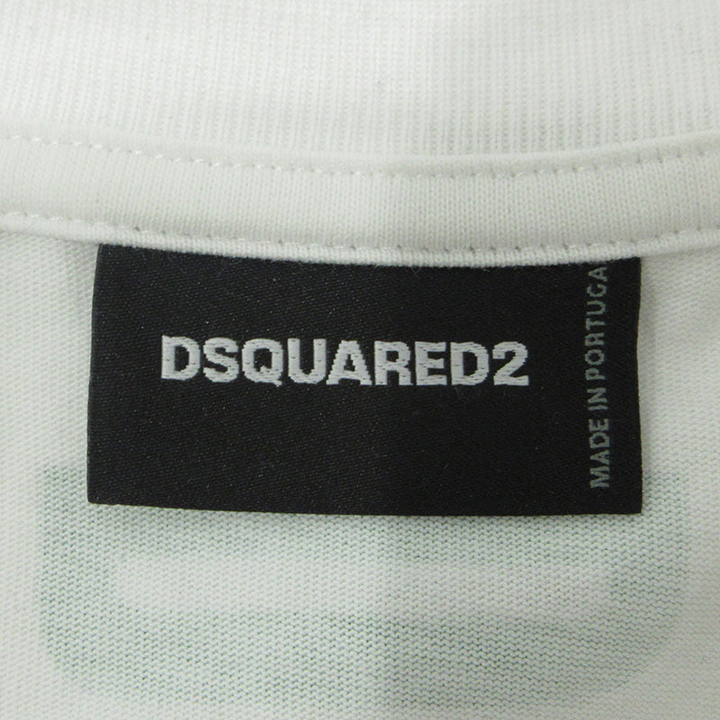 DSQUARED2 | ディースクエアード バーチカルロゴTシャツ 26年 胸ポケット付きバックロゴプリント半袖Tシャツ 半袖Ｔシャツ S74GD1559 ホワイト サイズ：M【三重本店】