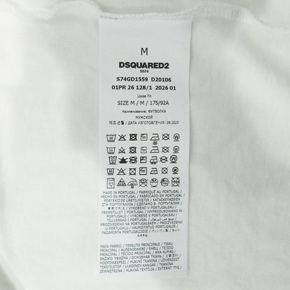 DSQUARED2 | ディースクエアード バーチカルロゴTシャツ 26年 胸ポケット付きバックロゴプリント半袖Tシャツ 半袖Ｔシャツ S74GD1559 ホワイト サイズ：M【三重本店】