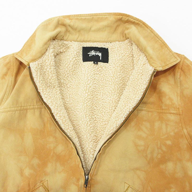 STUSSY | ステューシー Shearling Dyed Trucker Jacket シアリングダイドトラッカージャケット 総柄裏ボアデニムジップジャケット タイダイ柄 その他アウター 115546 ブラウン サイズ：M【三重本店】