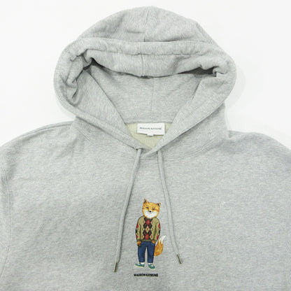 MAISON KITSUNE | メゾンキツネ Dressed Fox Regular Hoodie ドレスドフォックスレギュラーフーディ きつねプリント長袖パーカー アニマル柄 パーカー LM00304KM0001 グレー サイズ：XL【三重本店】