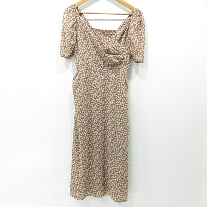 Herlipto | ハーリップトゥ Cherry Pattern Cache-Coeur One-Piece チェリーパターンカシュクールワンピース サイドスリット サクランボ柄 総柄 ワンピース HLT2009006 ブラウン系 ピンクブラウン ロージブラウン サイズ：M【三重本店】
