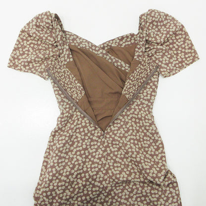 Herlipto | ハーリップトゥ Cherry Pattern Cache-Coeur One-Piece チェリーパターンカシュクールワンピース サイドスリット サクランボ柄 総柄 ワンピース HLT2009006 ブラウン系 ピンクブラウン ロージブラウン サイズ：M【三重本店】