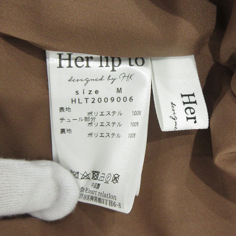 Herlipto | ハーリップトゥ Cherry Pattern Cache-Coeur One-Piece チェリーパターンカシュクールワンピース サイドスリット サクランボ柄 総柄 ワンピース HLT2009006 ブラウン系 ピンクブラウン ロージブラウン サイズ：M【三重本店】