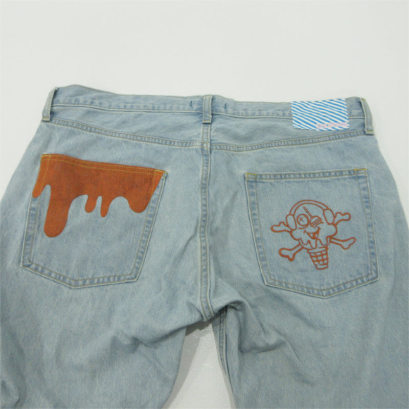 9090 | ナインティナインティ ×ICECREAM デニムパンツ ICJP225SD001 ブルー サイズ：L【三重本店】