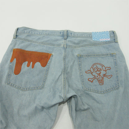 9090 | ナインティナインティ ×ICECREAM デニムパンツ ICJP225SD001 ブルー サイズ：L【三重本店】