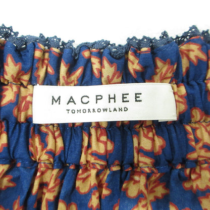 MACPHEE | マカフィー コットンリバティプリントギャザーマキシスカート 総柄コットンスカート 裏地なし スカート ネイビー×ベージュ マルチカラー サイズ：34【三重本店】
