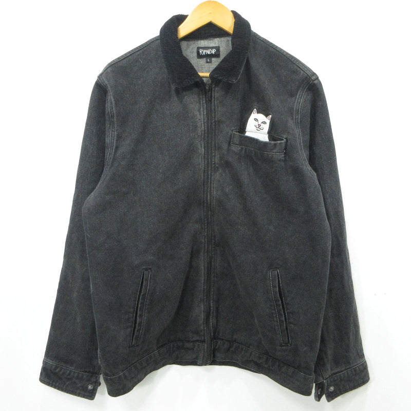 RIPNDIP | リップンディップ LA BREA PEEKING NERMAL WORK JACKET デニム ブラック サイズ：L【三重本店】
