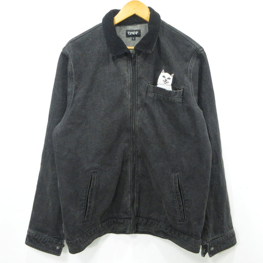 RIPNDIP | リップンディップ LA BREA PEEKING NERMAL WORK JACKET デニム ブラック サイズ：L【三重本店】