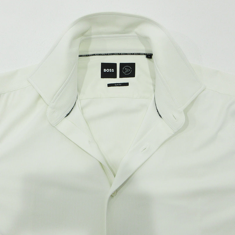 HUGO BOSS | ヒューゴボス BOSS Performance ボス パフォーマンス スリムフィットストレッチ長袖シャツ 長袖シャツ P-HANK-S-KNET-C1-222 ホワイト サイズ：L【三重本店】