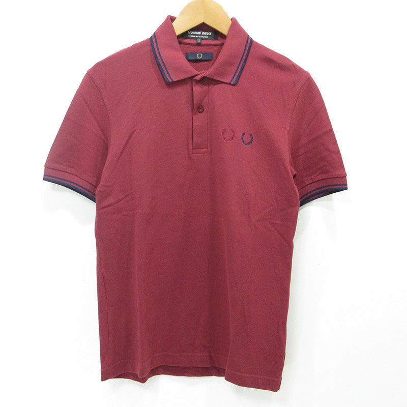 COMME des GARCONS HOMME | コムデギャルソンオム × FRED PERRY フレッドペリー HOMME DEUX AD2016 ダブルロゴ刺繍半袖ポロシャツ ポロシャツ DR-T101 ワインレッド ボルドー サイズ：S【三重本店】