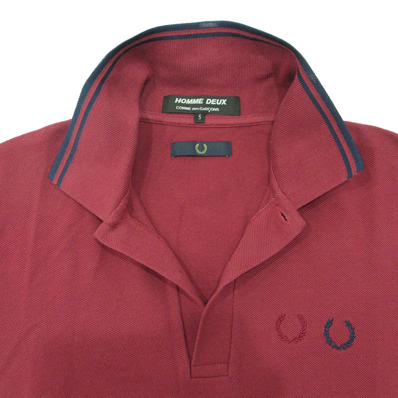 COMME des GARCONS HOMME | コムデギャルソンオム × FRED PERRY フレッドペリー HOMME DEUX AD2016 ダブルロゴ刺繍半袖ポロシャツ ポロシャツ DR-T101 ワインレッド ボルドー サイズ：S【三重本店】