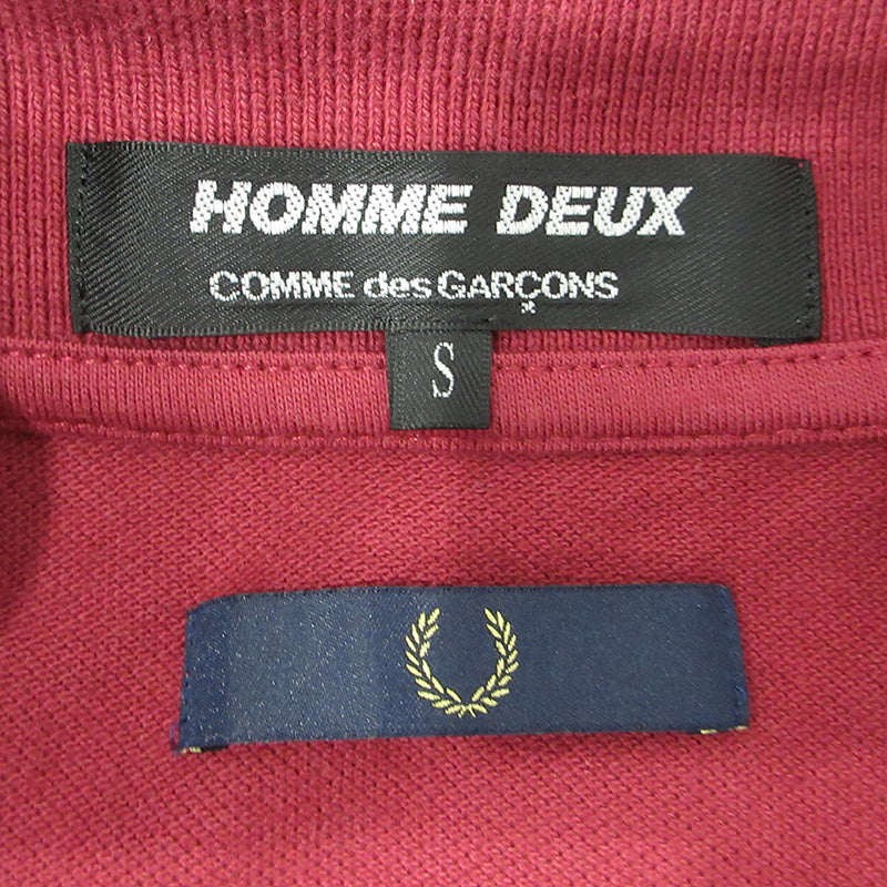 COMME des GARCONS HOMME | コムデギャルソンオム × FRED PERRY フレッドペリー HOMME DEUX AD2016 ダブルロゴ刺繍半袖ポロシャツ ポロシャツ DR-T101 ワインレッド ボルドー サイズ：S【三重本店】