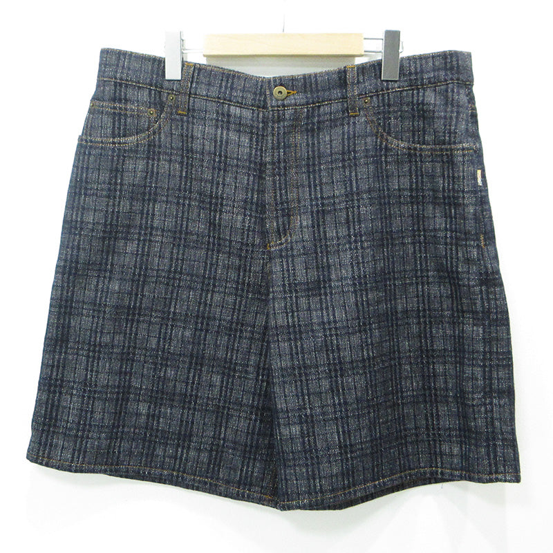 BURBERRY | バーバリー Check Denim Shorrs チェックデニムショーツ 25AW 総柄ショートデニムパンツ DEXTER JEAN ボタンフライ ショートパンツ 8109936 ネイビー サイズ：36【三重本店】