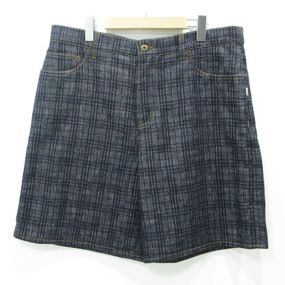 BURBERRY | バーバリー Check Denim Shorrs チェックデニムショーツ 25AW 総柄ショートデニムパンツ DEXTER JEAN ボタンフライ ショートパンツ 8109936 ネイビー サイズ：36【三重本店】