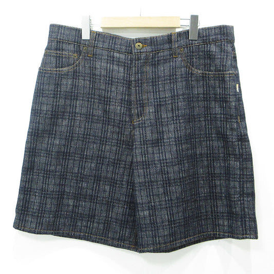 BURBERRY | バーバリー Check Denim Shorrs チェックデニムショーツ 25AW 総柄ショートデニムパンツ DEXTER JEAN ボタンフライ ショートパンツ 8109936 ネイビー サイズ：36【三重本店】