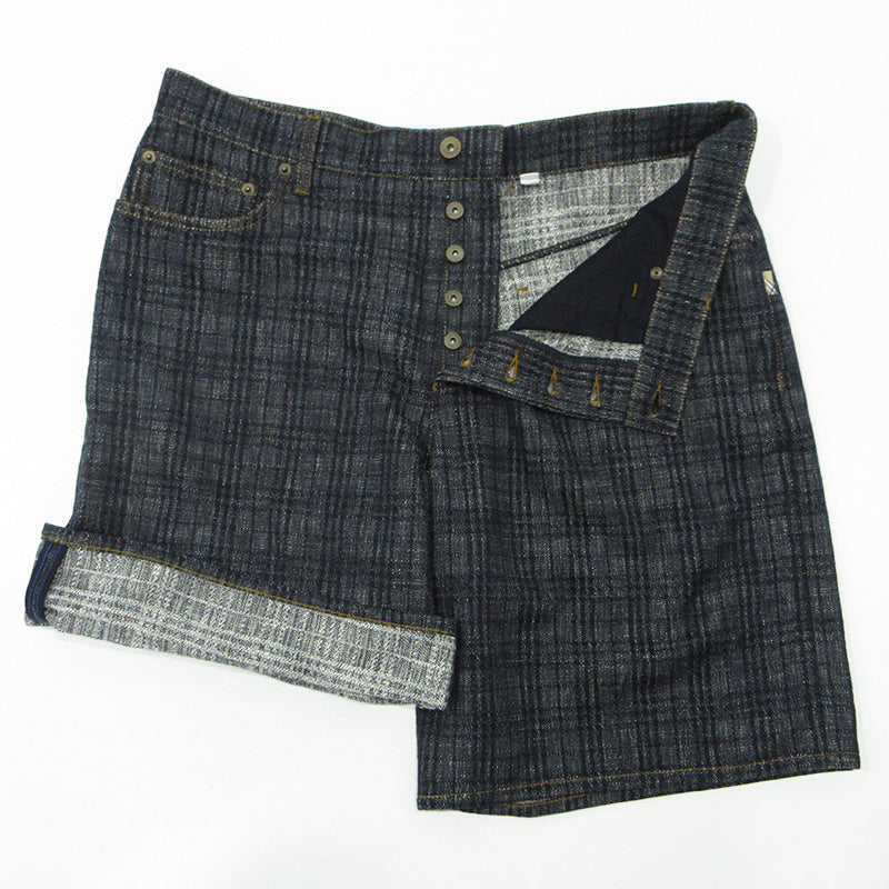 BURBERRY | バーバリー Check Denim Shorrs チェックデニムショーツ 25AW 総柄ショートデニムパンツ DEXTER JEAN ボタンフライ ショートパンツ 8109936 ネイビー サイズ：36【三重本店】