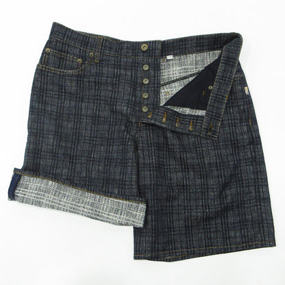 BURBERRY | バーバリー Check Denim Shorrs チェックデニムショーツ 25AW 総柄ショートデニムパンツ DEXTER JEAN ボタンフライ ショートパンツ 8109936 ネイビー サイズ：36【三重本店】