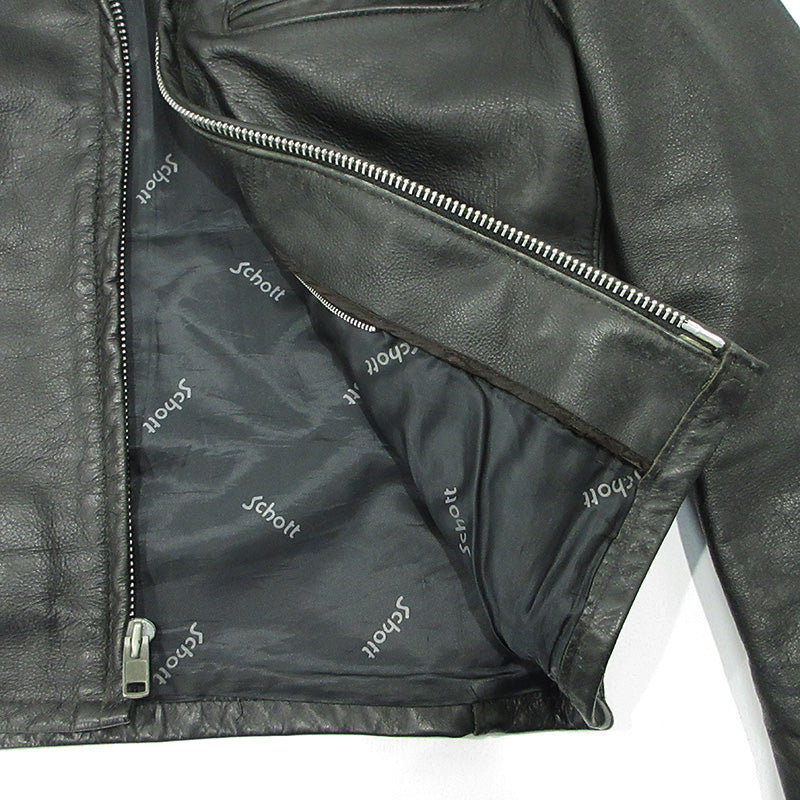 schott | ショット TRUCKER JACKET トラッカージャケット シングルライダースレザージャケット レザー 642 ブラック サイズ：34【三重本店】