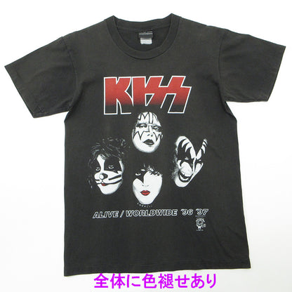 BAND TEE | バンドティー KISS キッスツアー半袖Tシャツ 90's Alive Worldwide 96-97 WALL OF FAME ウォールオブフェイムBODY 半袖Ｔシャツ ブラック系 チャコールグレー サイズ：不明【三重本店】