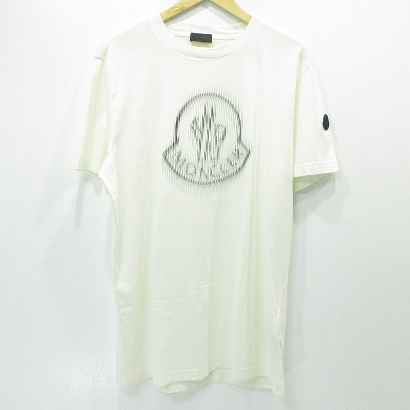 MONCLER | モンクレール ロゴプリント半袖Tシャツ シリコンワッペン 半袖Ｔシャツ K10918C00004 ホワイト アイボリー 生成り サイズ：XL【三重本店】