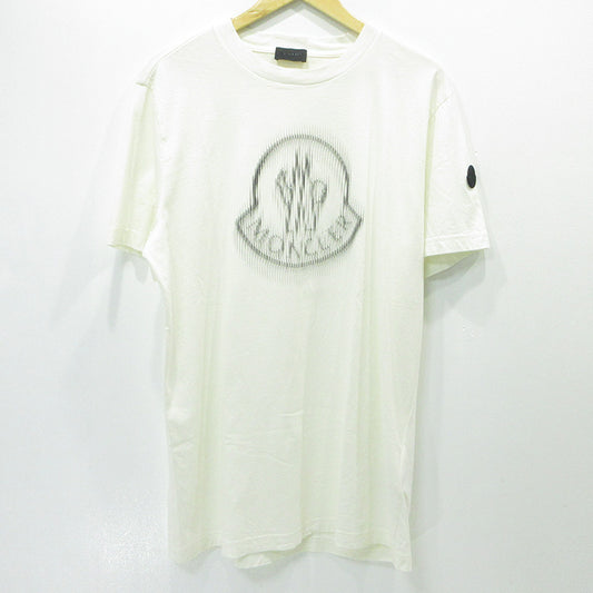 MONCLER | モンクレール ロゴプリント半袖Tシャツ シリコンワッペン 半袖Ｔシャツ K10918C00004 ホワイト アイボリー 生成り サイズ：XL【三重本店】