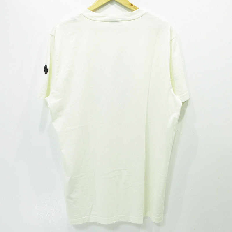 MONCLER | モンクレール ロゴプリント半袖Tシャツ シリコンワッペン 半袖Ｔシャツ K10918C00004 ホワイト アイボリー 生成り サイズ：XL【三重本店】