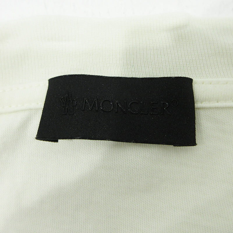 MONCLER | モンクレール ロゴプリント半袖Tシャツ シリコンワッペン 半袖Ｔシャツ K10918C00004 ホワイト アイボリー 生成り サイズ：XL【三重本店】